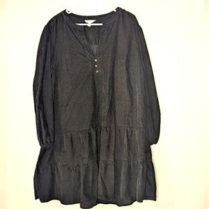 Time and Tru black corduroy long sleeve tiered dress